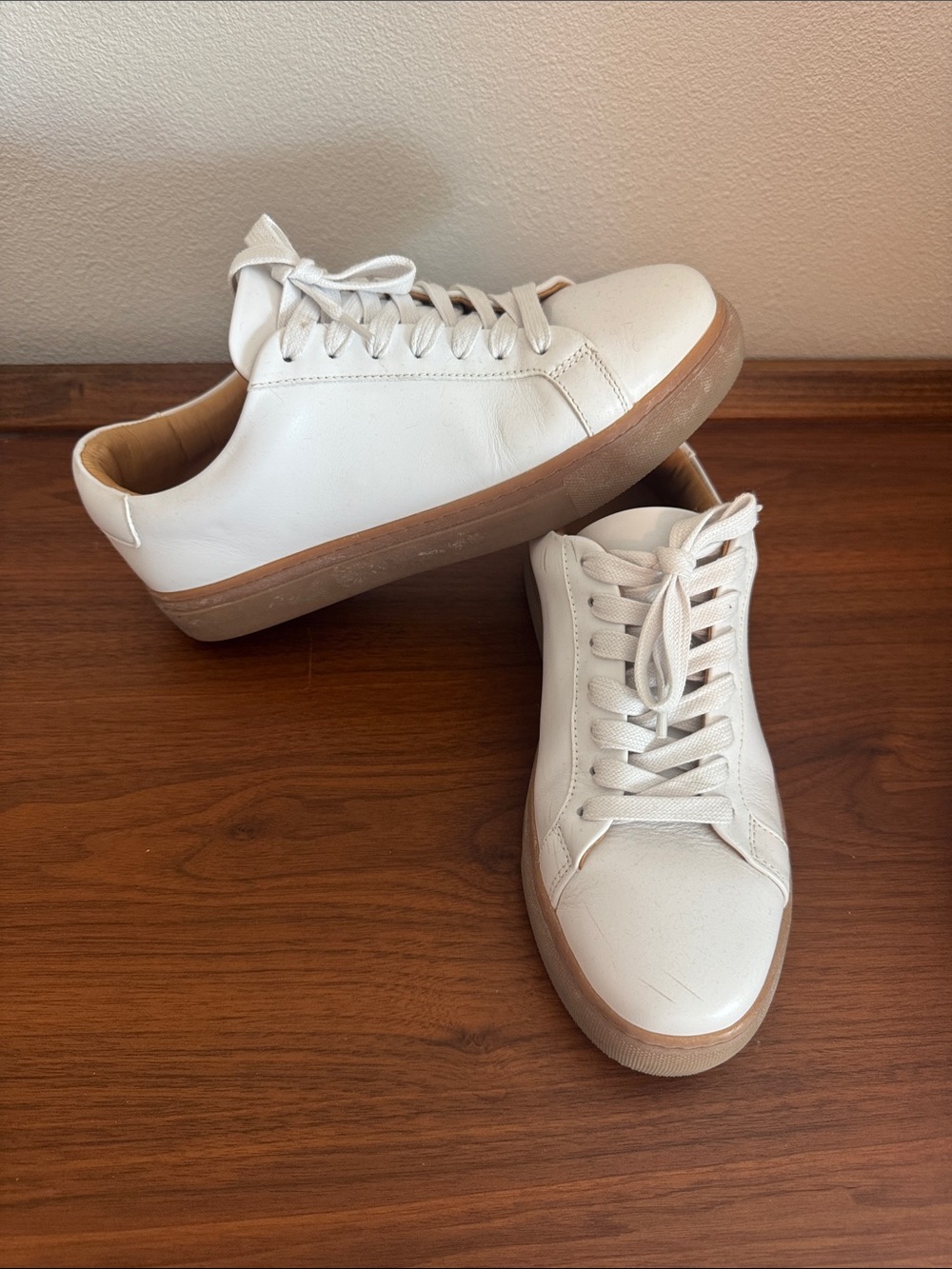 Thursday Boot Company White Leather Sneakers with Gum Sole